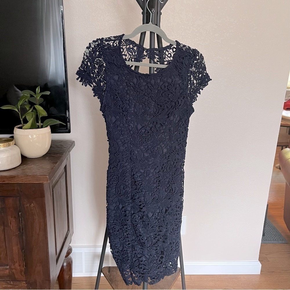 Lulu’s Hidden Talent Sage Open Back Lace Dress
